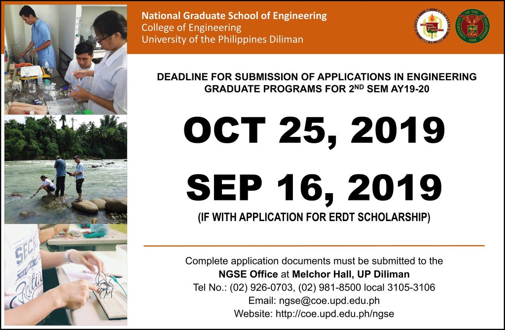 Deadline For Submission Of Applications In Engineering Graduate Programs For 2nd Sem Ay19 20