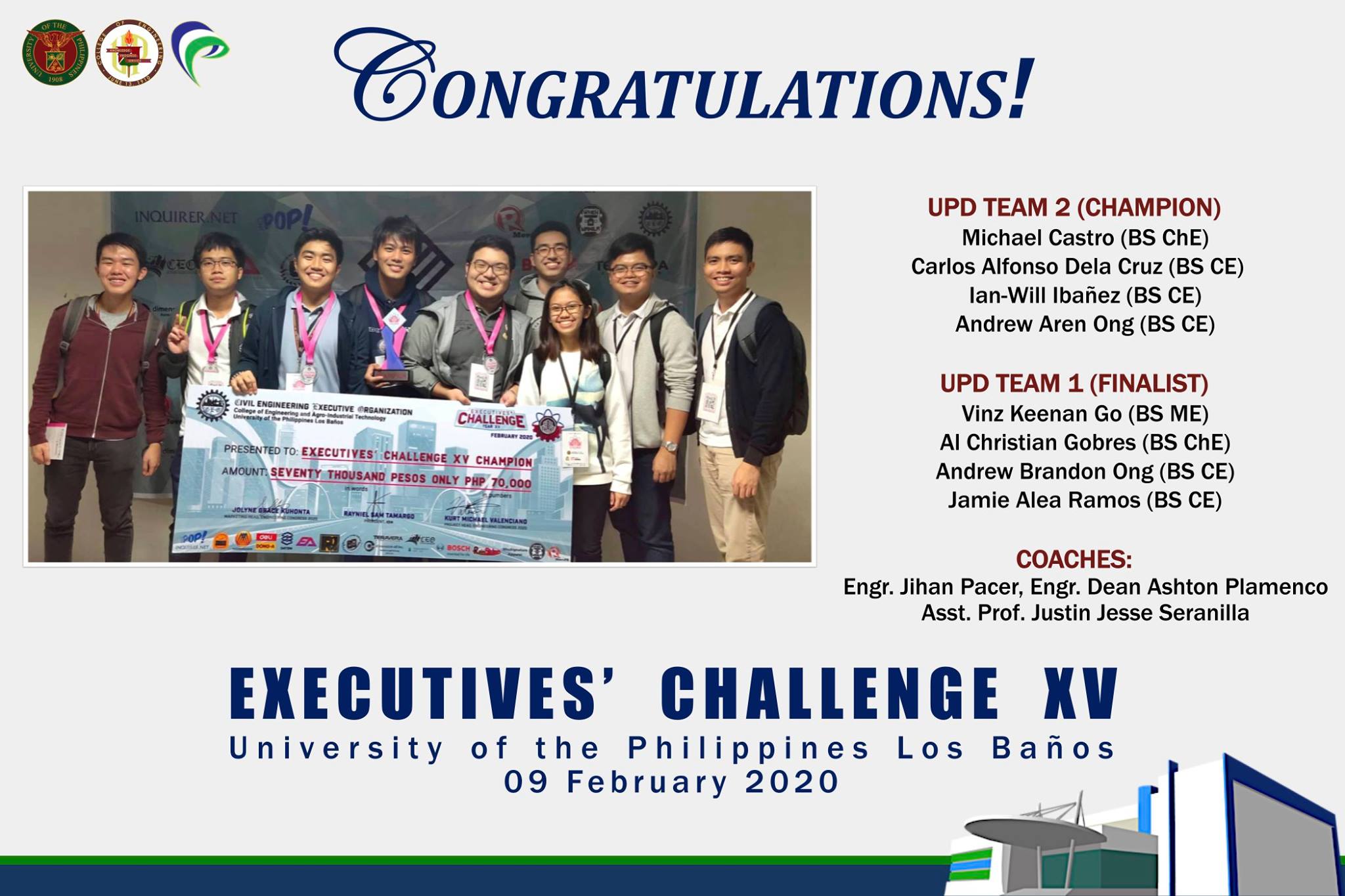UPD Civil Engineering Students  win in the Executives’ Challenge XV