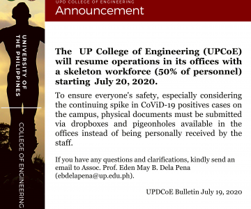 Announcement – UPD CoE Bulletin July 19, 2020