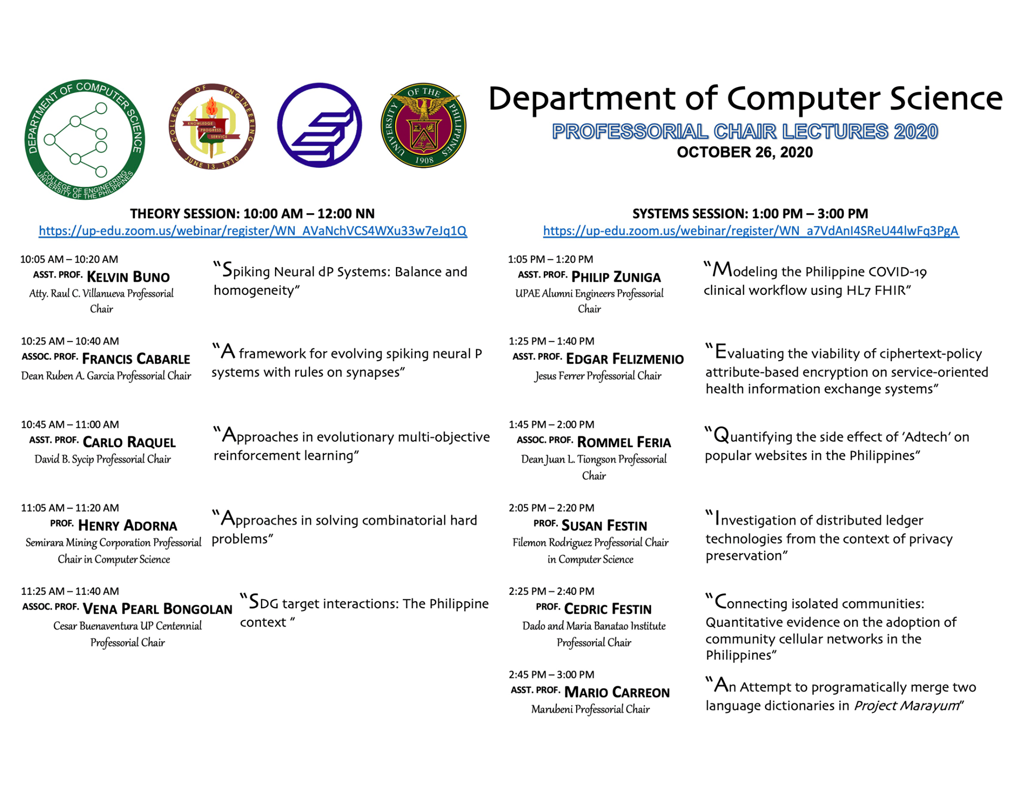 UP Department of Computer Science PCA (Professorial Chair Awards) Colloquium