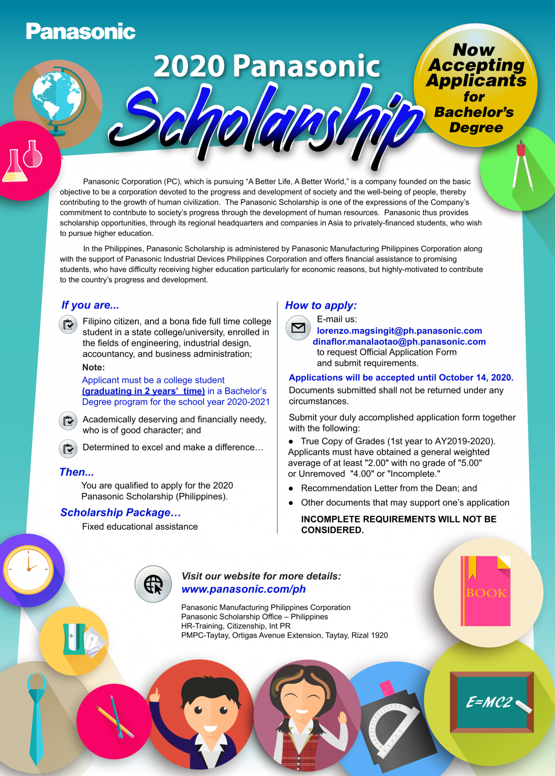 Scholarship Opportunity 2020 Panasonic Scholarship UPD College of