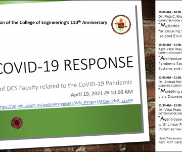 Department of Computer Science Webinar – COVID-19 Response
