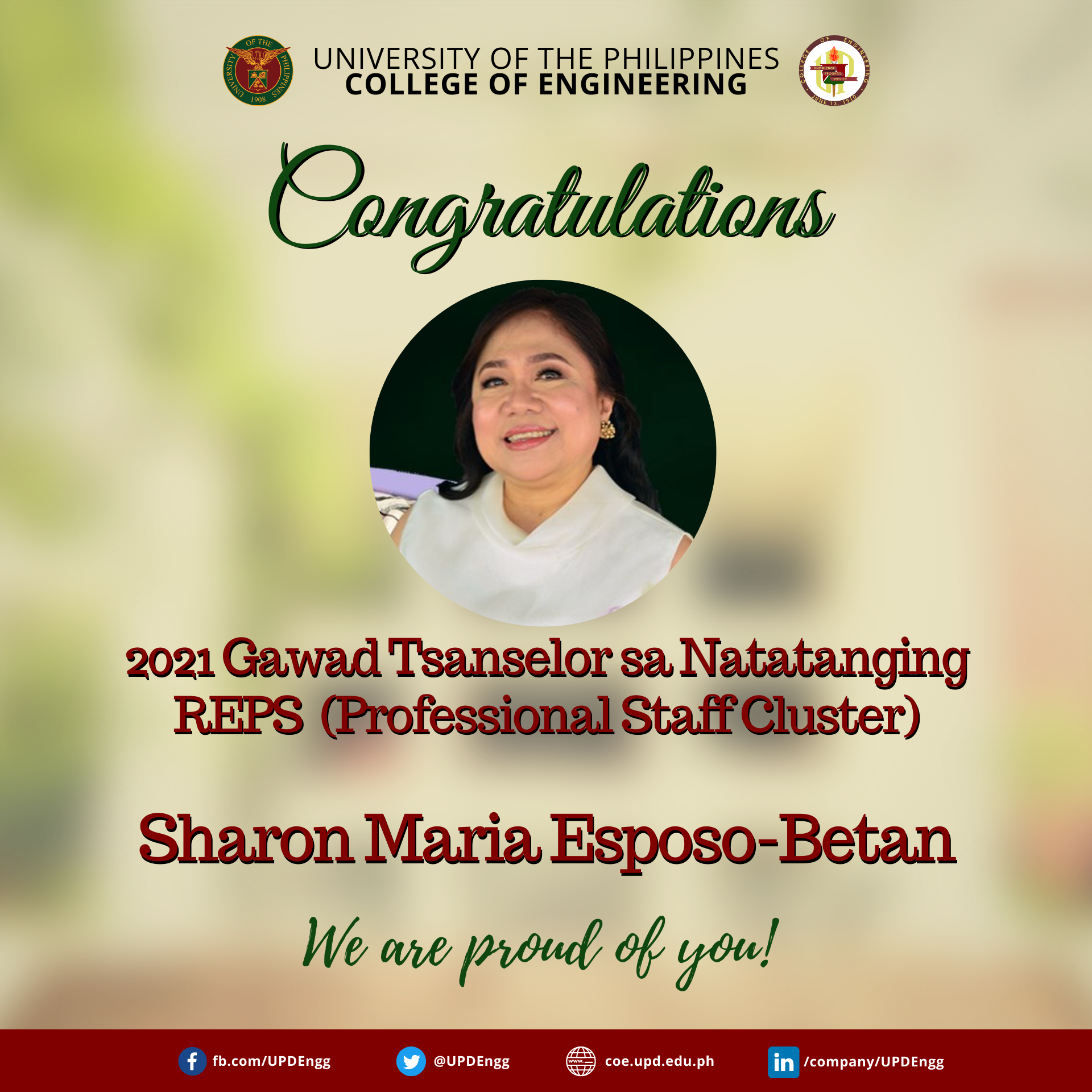 2021 UP Diliman Gawad Tsanselor Awardees from the UP College of