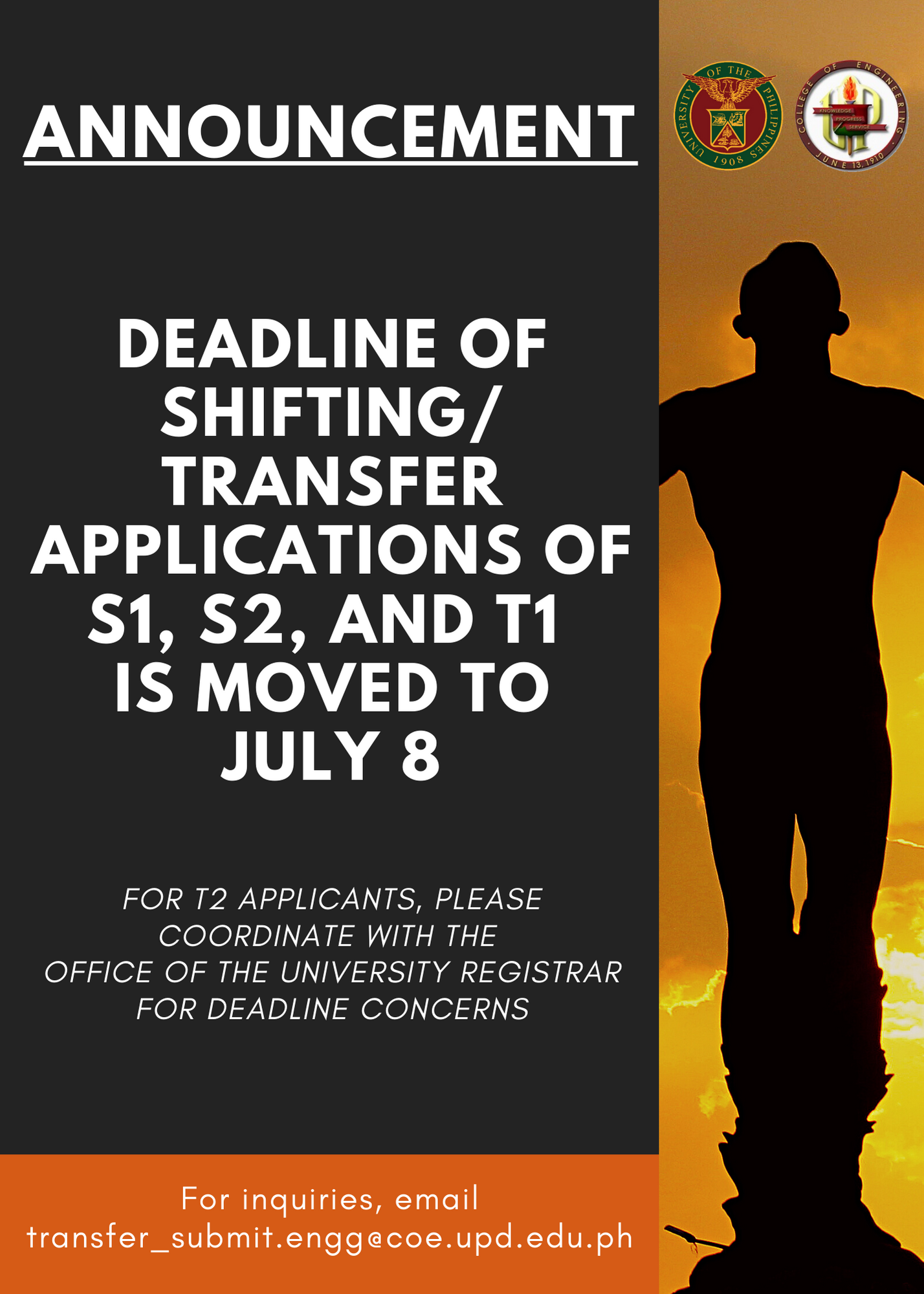 Applications for Shiftees and Transferees for 1st Sem AY 2021-2022