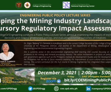 SHAPING THE MINING INDUSTRY LANDSCAPE: A CURSORY REGULATORY IMPACT ASSESSMENT – Engineering Public Policy Lecture Webinar Series