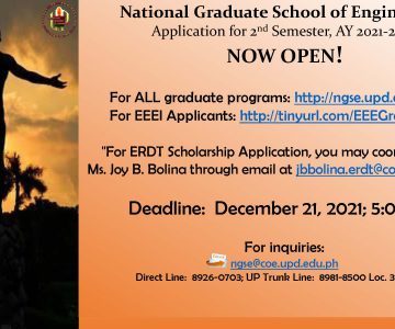 NGSE & ERDT Applications Now Open for the 2nd Semester AY 2021-2022