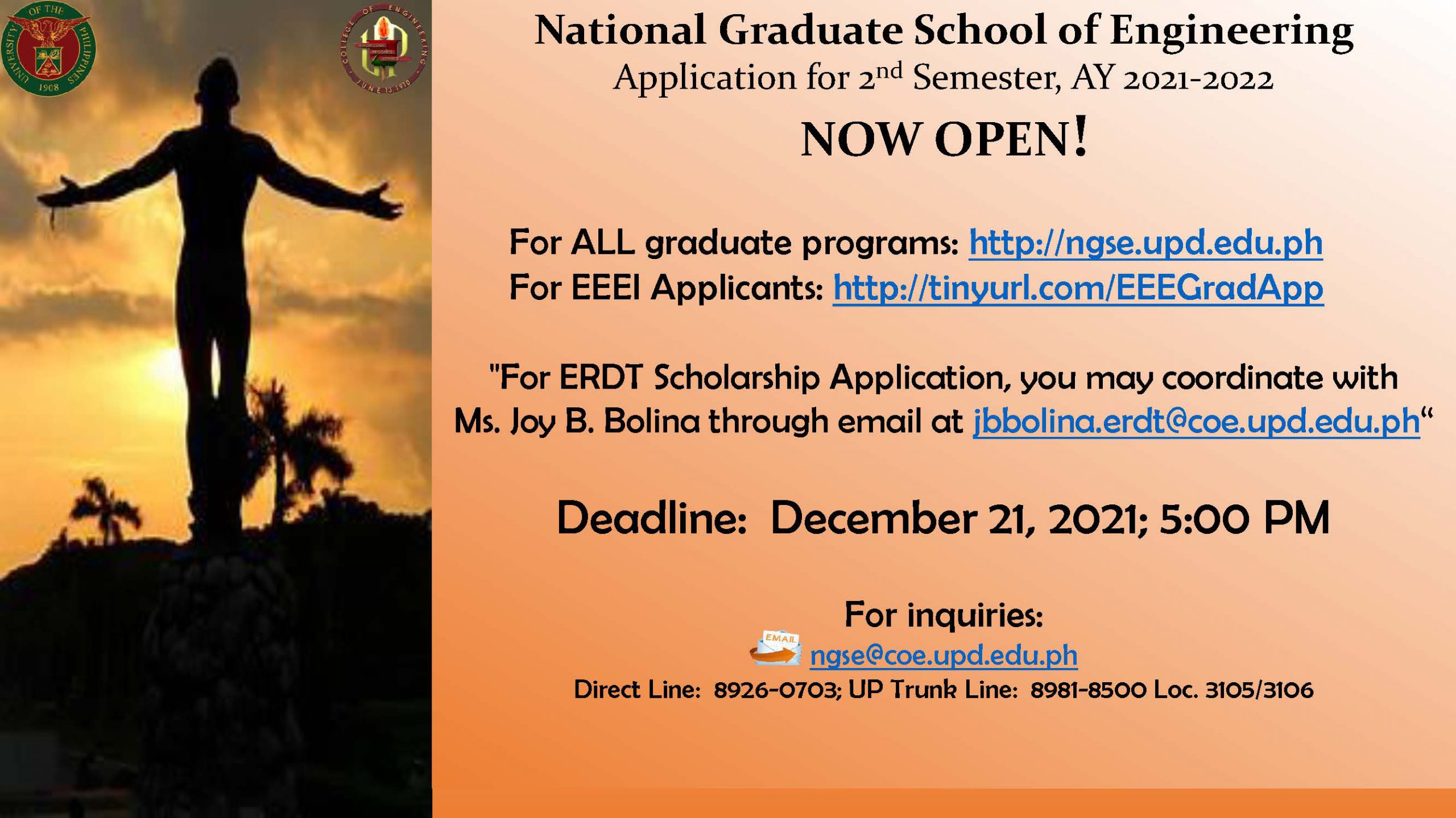 NGSE & ERDT Applications Now Open for the 2nd Semester AY 2021-2022