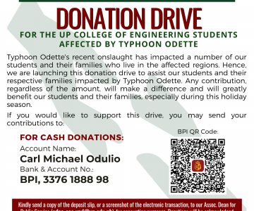 Call for Donations for UP CoE students affected by Typhoon Odette