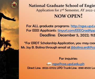 NGSE & ERDT Applications Now Open for the 2nd Semester AY 2022-2023