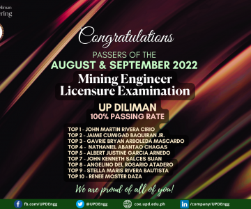 UP Tops August & September 2022 Mining Engineering Licensure Exams