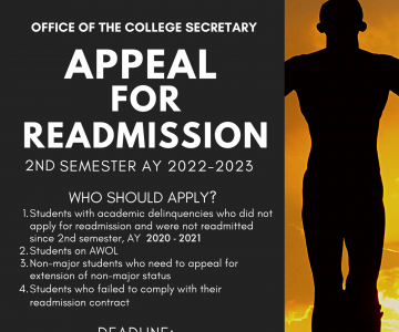 Appeal for Readmission for 2nd Semester AY 2022-2023
