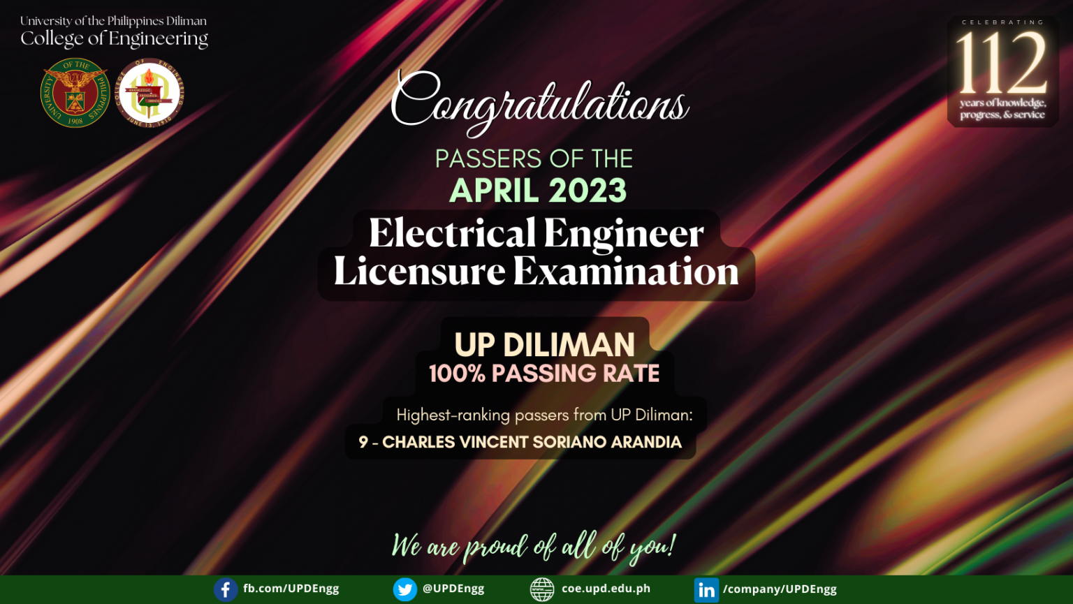 UP Diliman Tops the 2023 Electrical Engineer Licensure Exams UPD