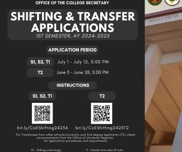 UPD COE Shifting/Transfer Applications, 1st Semester AY 2024-2025