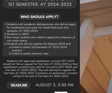 Appeal for Readmission for 1st Sem AY 2024-2025