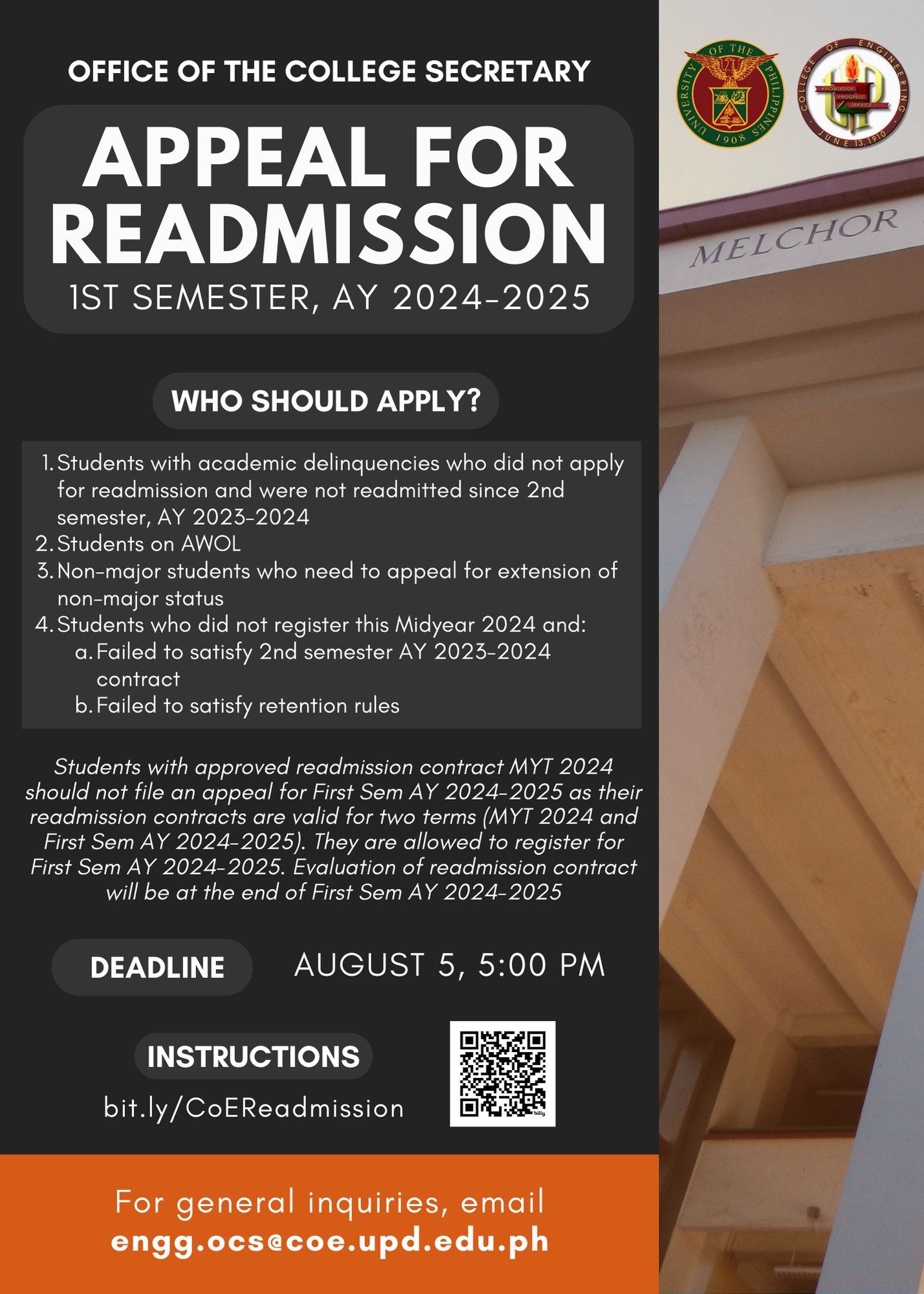 Appeal for Readmission for 1st Sem AY 2024-2025