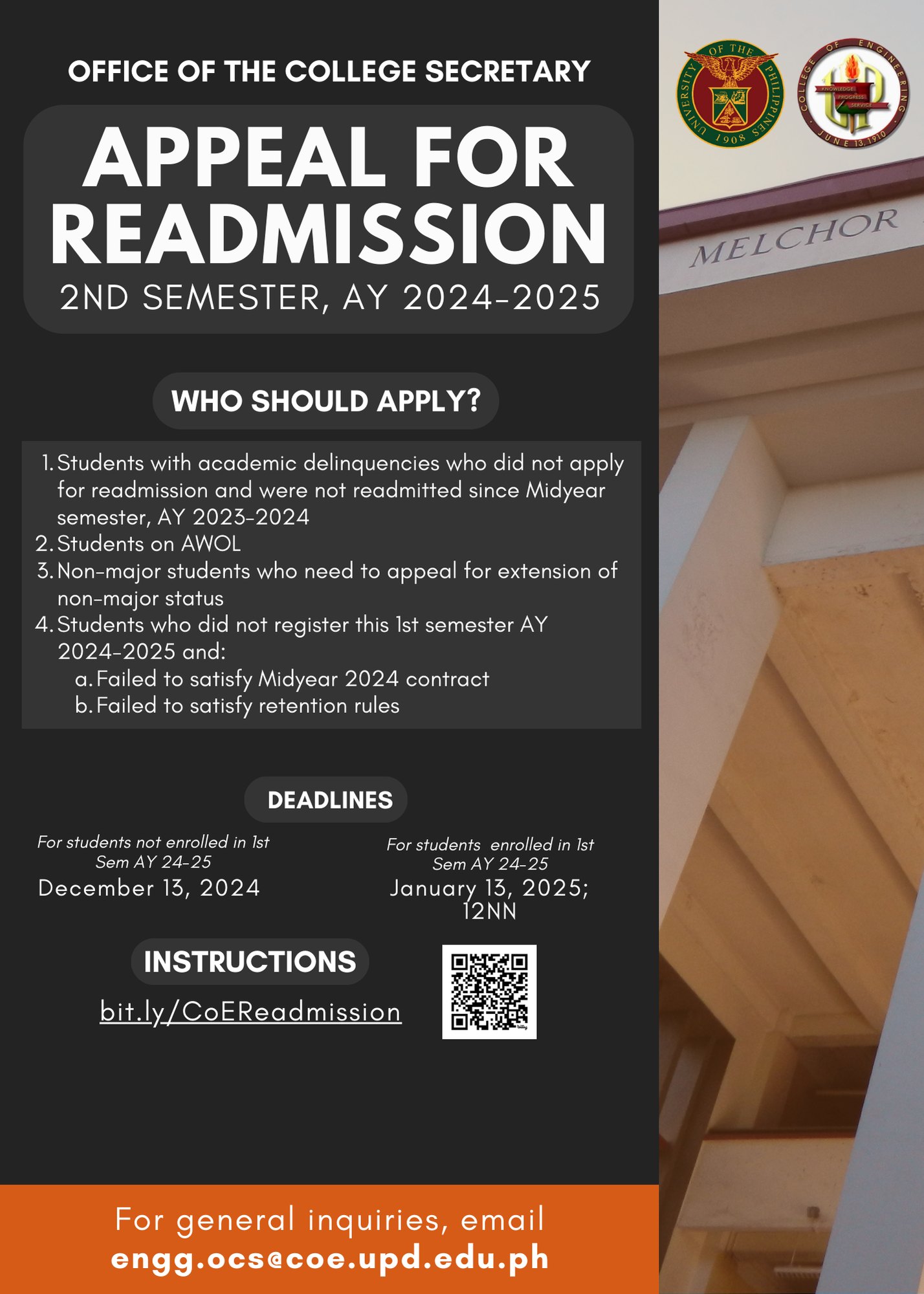 Appeal for Readmission 2nd Semester AY 2024-2025