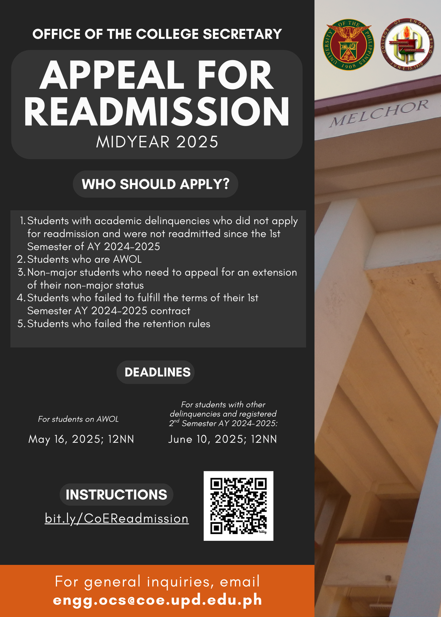 Appeal for Readmissions for Midyear, AY 2024-2025