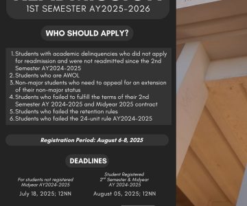 Appeal for Readmission 1st Semester AY 2025-2026