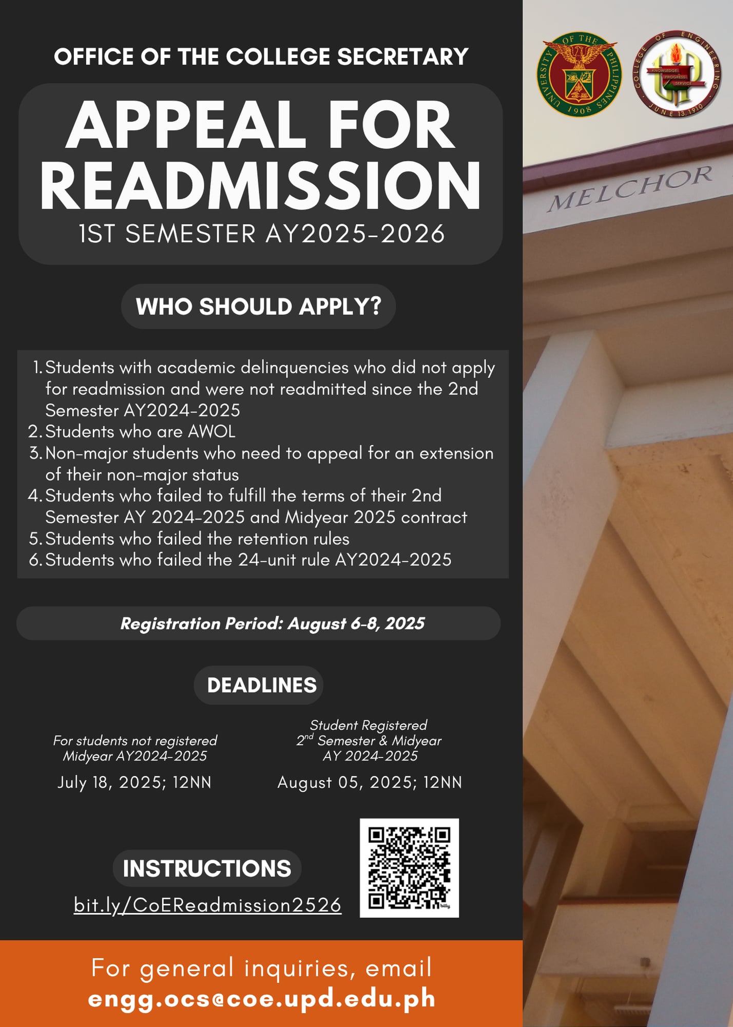 Appeal for Readmission 1st Semester AY 2025-2026