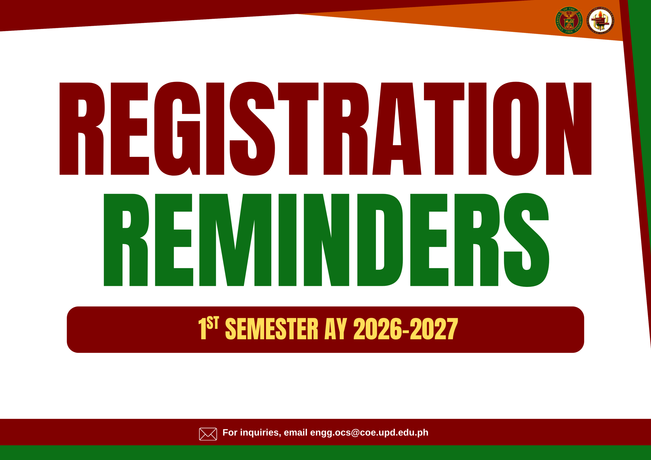 Registration for 1st Semester AY 2026-2027